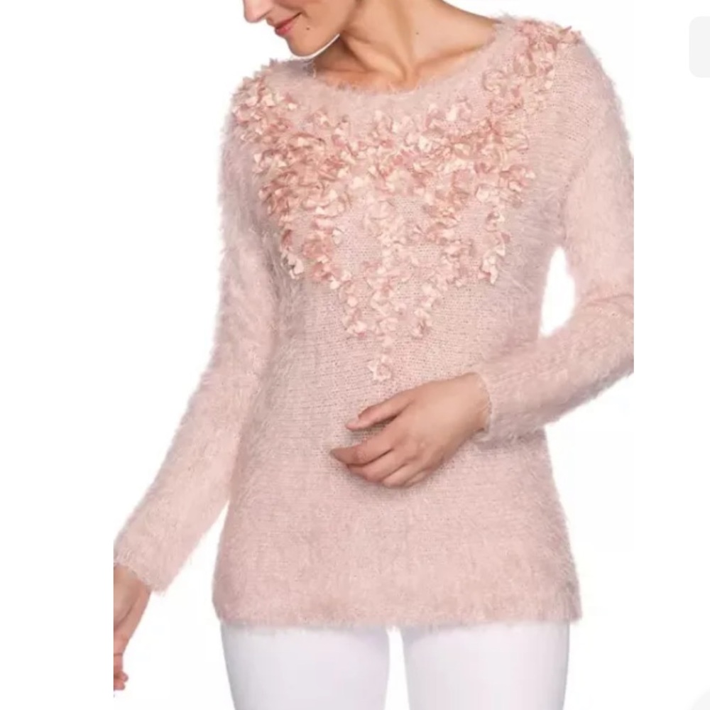 Ruby Rd Womens White Sweater Lightweight Size Pet… - image 8